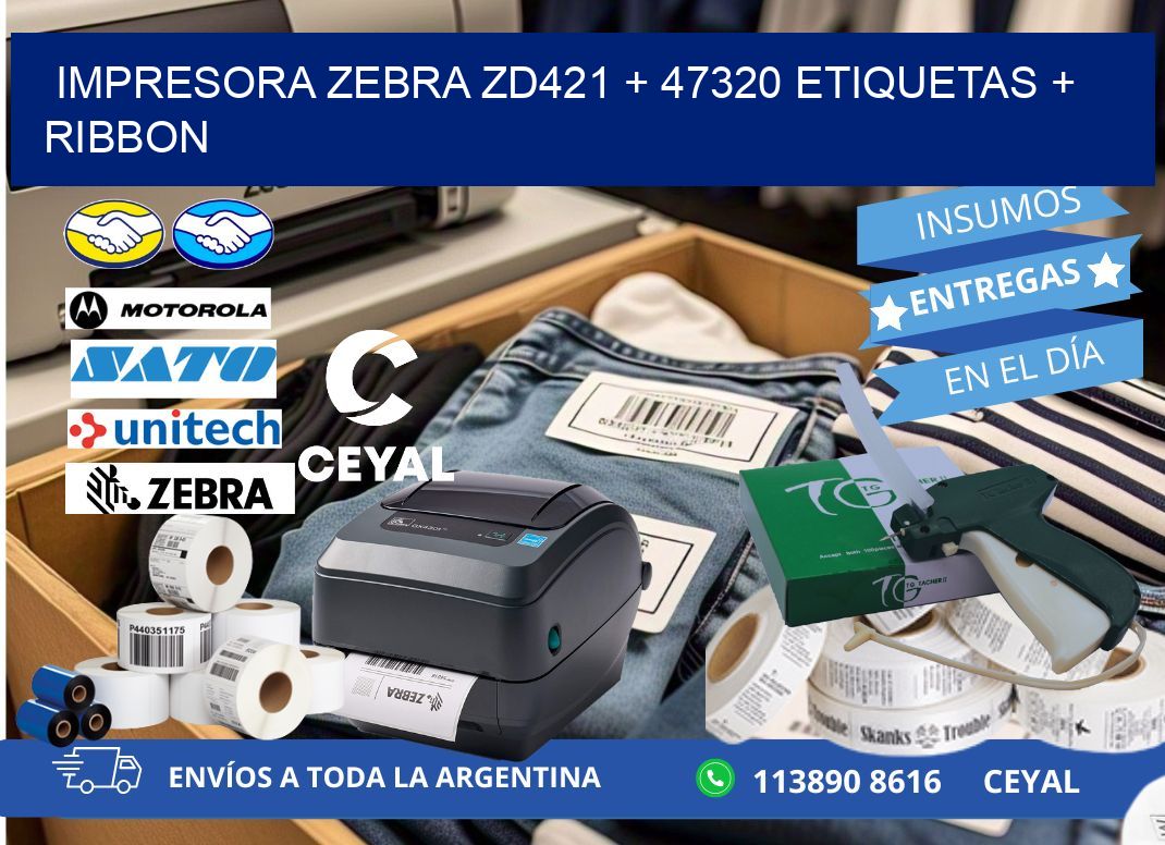 impresora zebra zd421 + 47320 etiquetas + ribbon