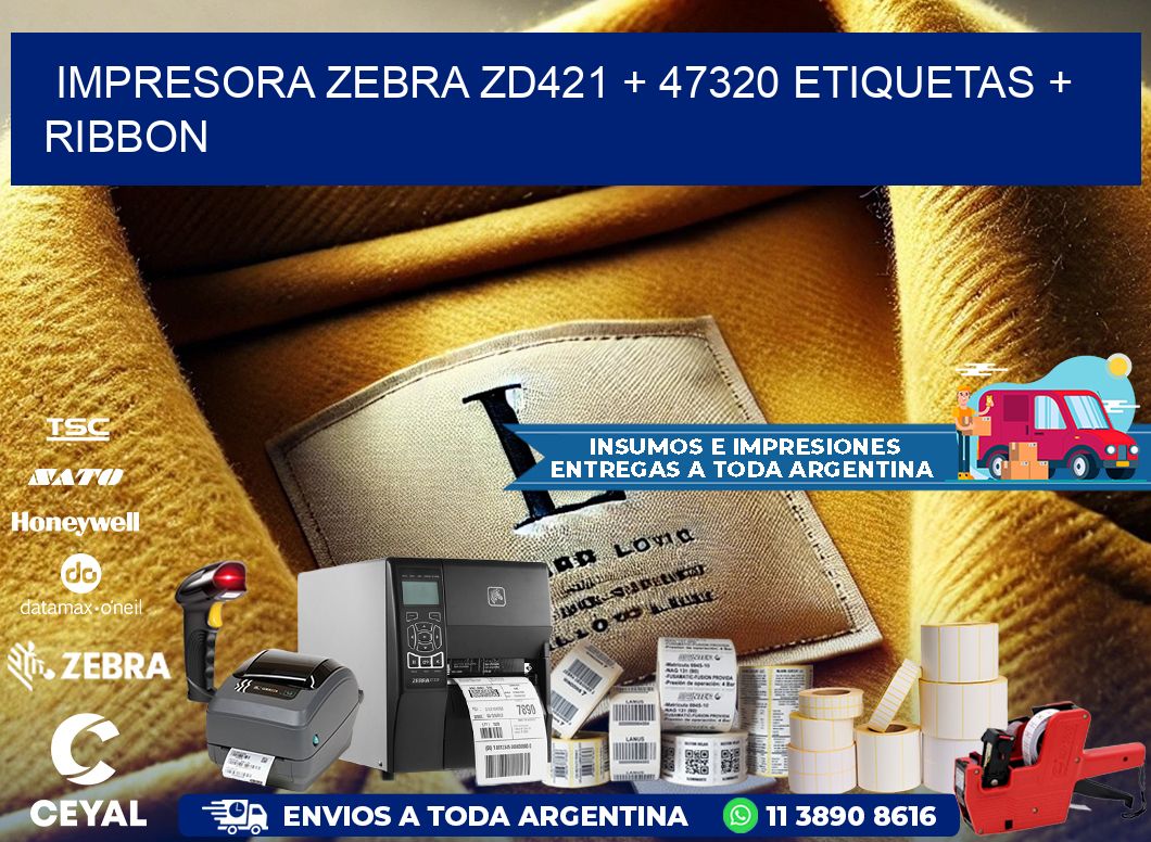 impresora zebra zd421 + 47320 etiquetas + ribbon