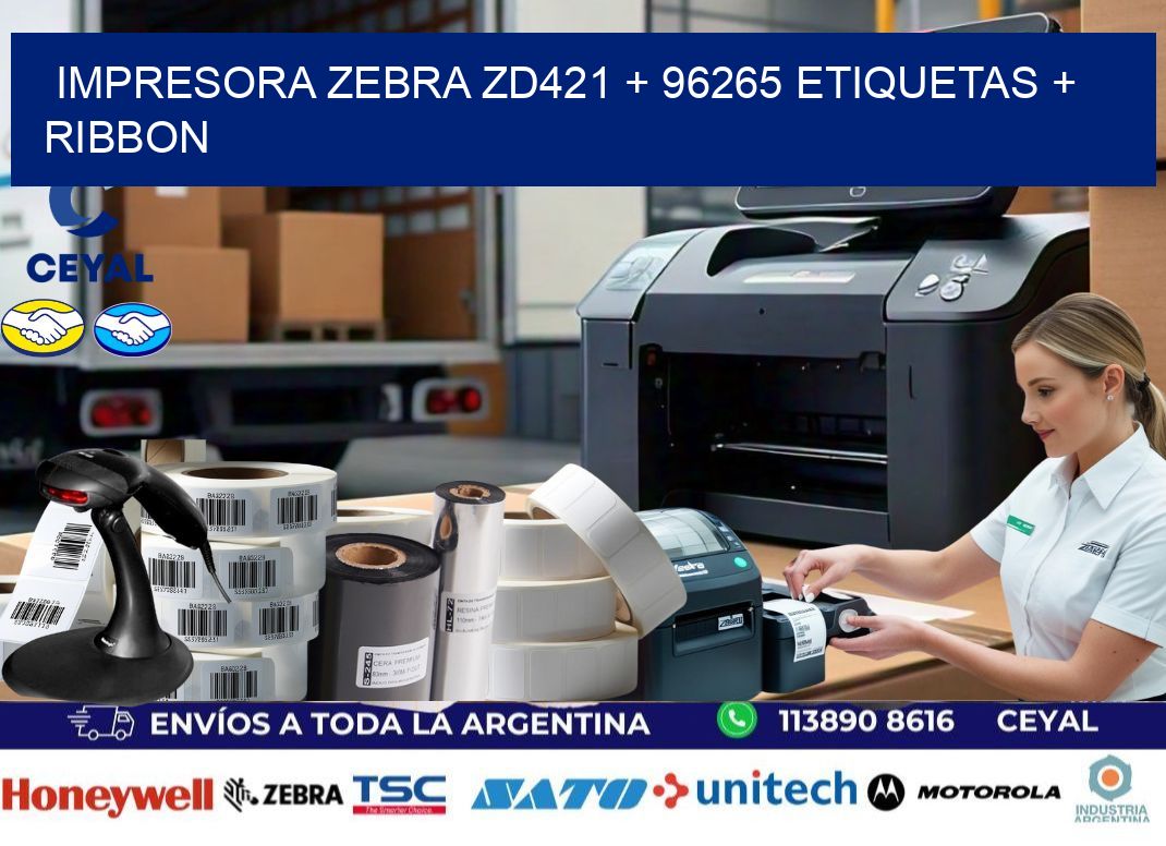 impresora zebra zd421 + 96265 etiquetas + ribbon