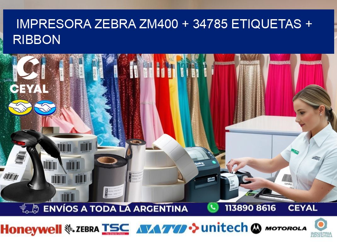 impresora zebra zm400 + 34785 etiquetas + ribbon