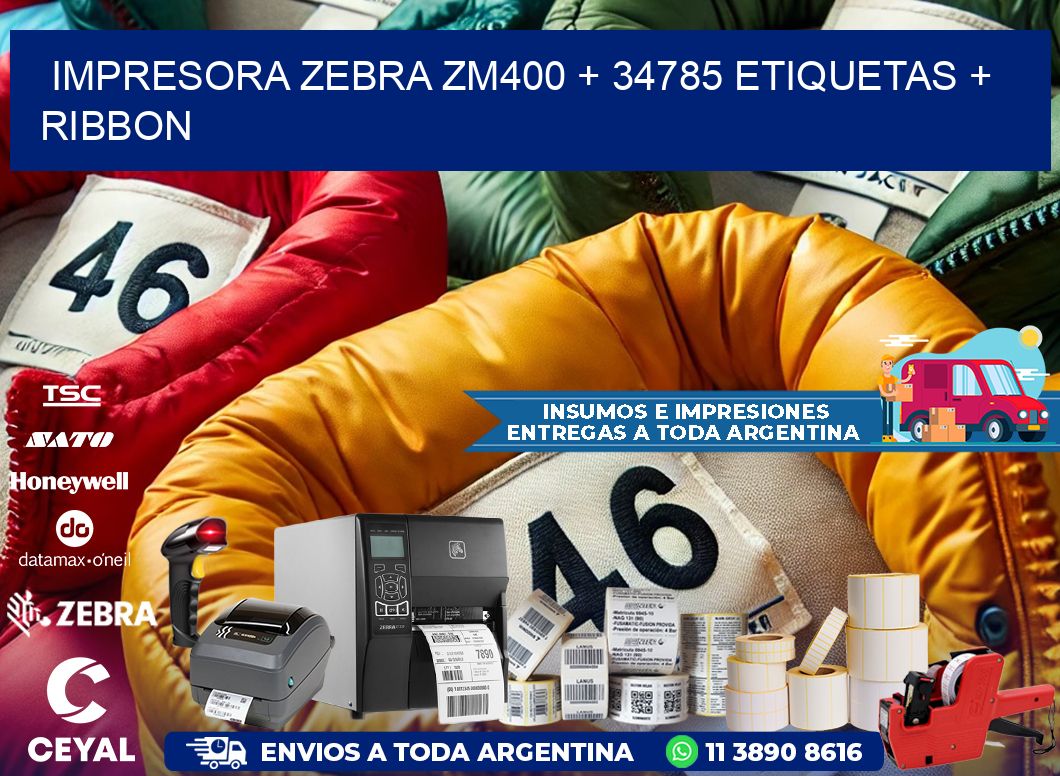 impresora zebra zm400 + 34785 etiquetas + ribbon