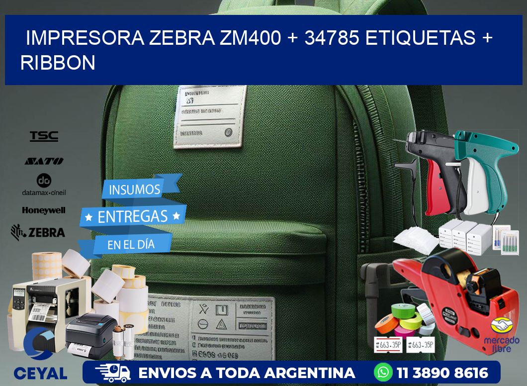 impresora zebra zm400 + 34785 etiquetas + ribbon