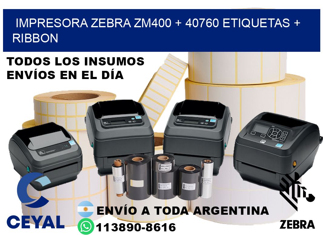impresora zebra zm400 + 40760 etiquetas + ribbon