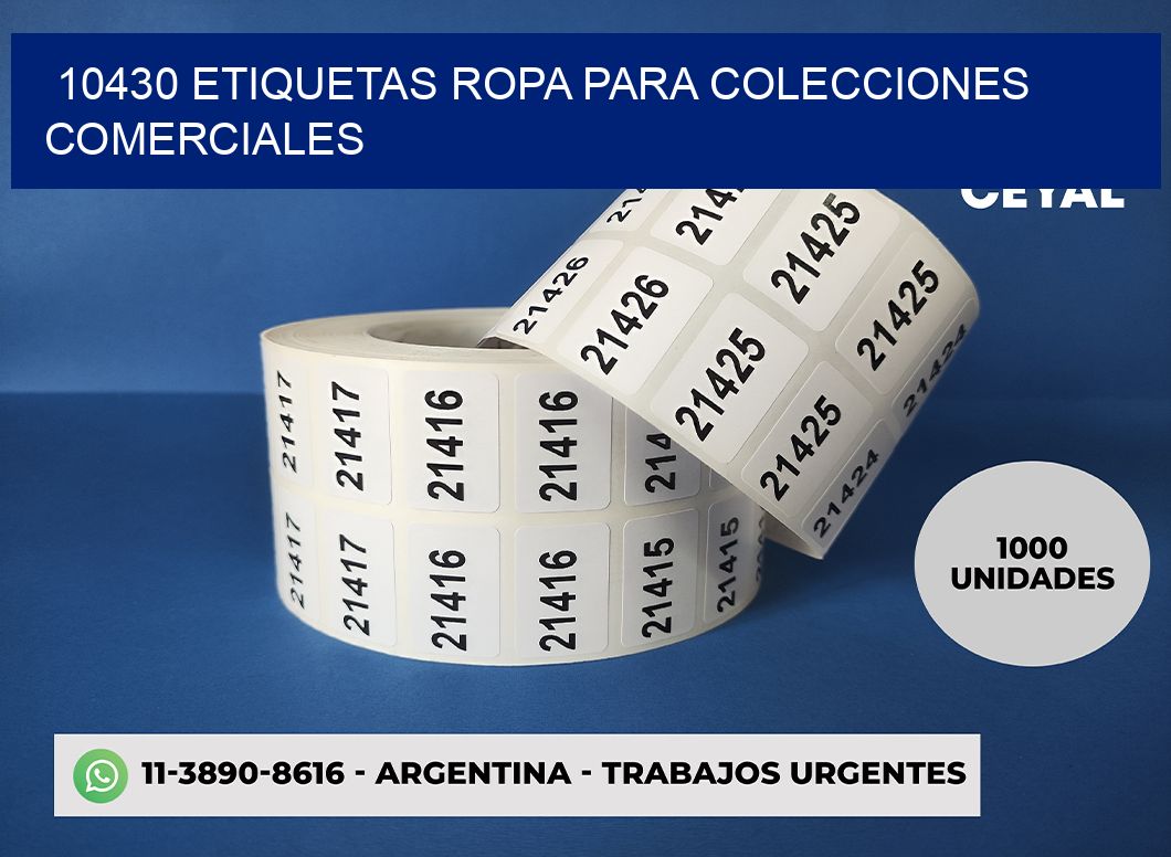 10430 Etiquetas ropa para colecciones comerciales