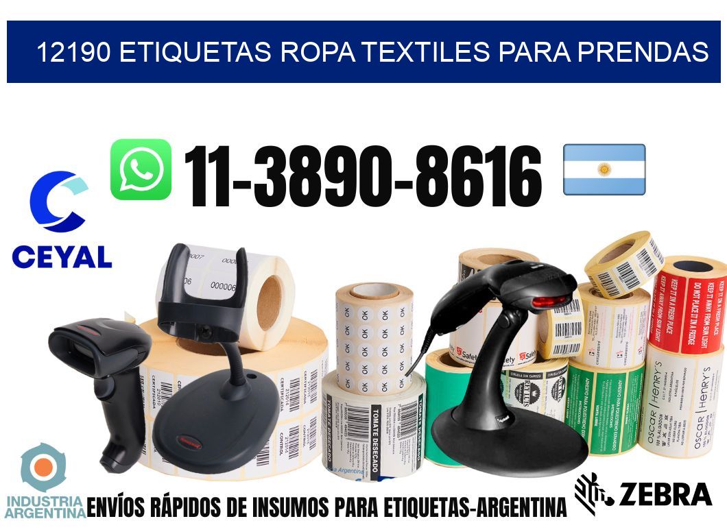 12190 Etiquetas ropa textiles para prendas