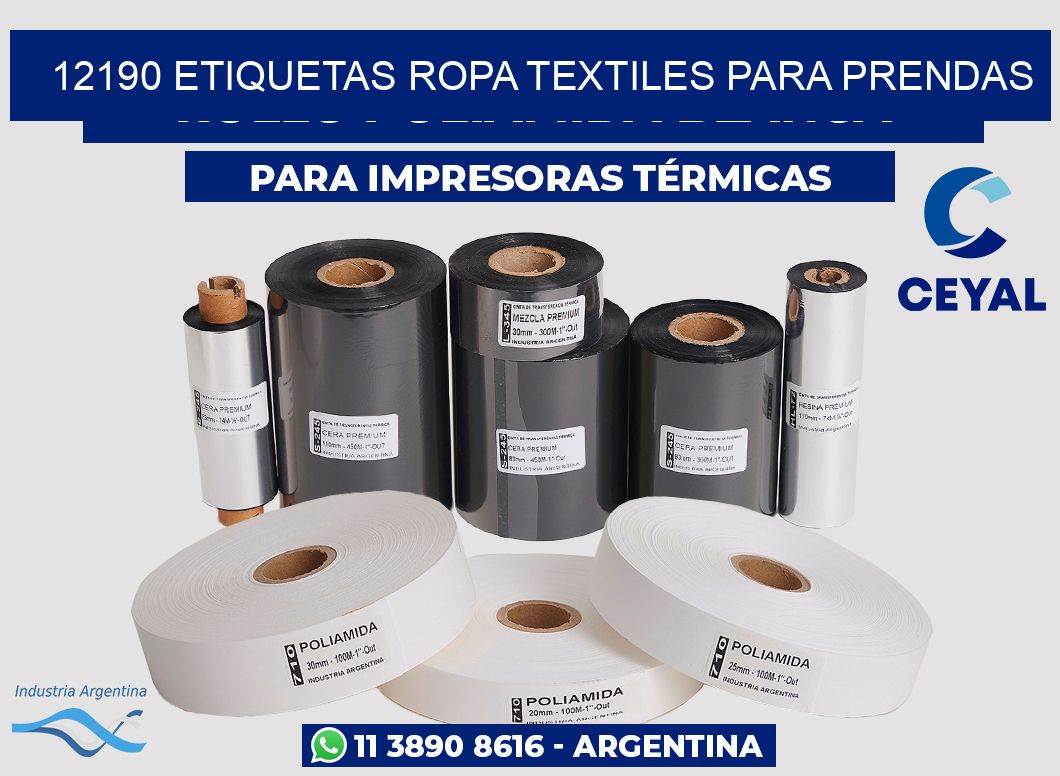 12190 Etiquetas ropa textiles para prendas