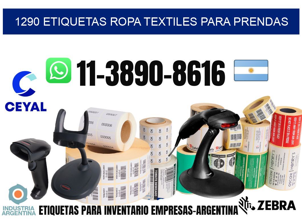 1290 Etiquetas ropa textiles para prendas