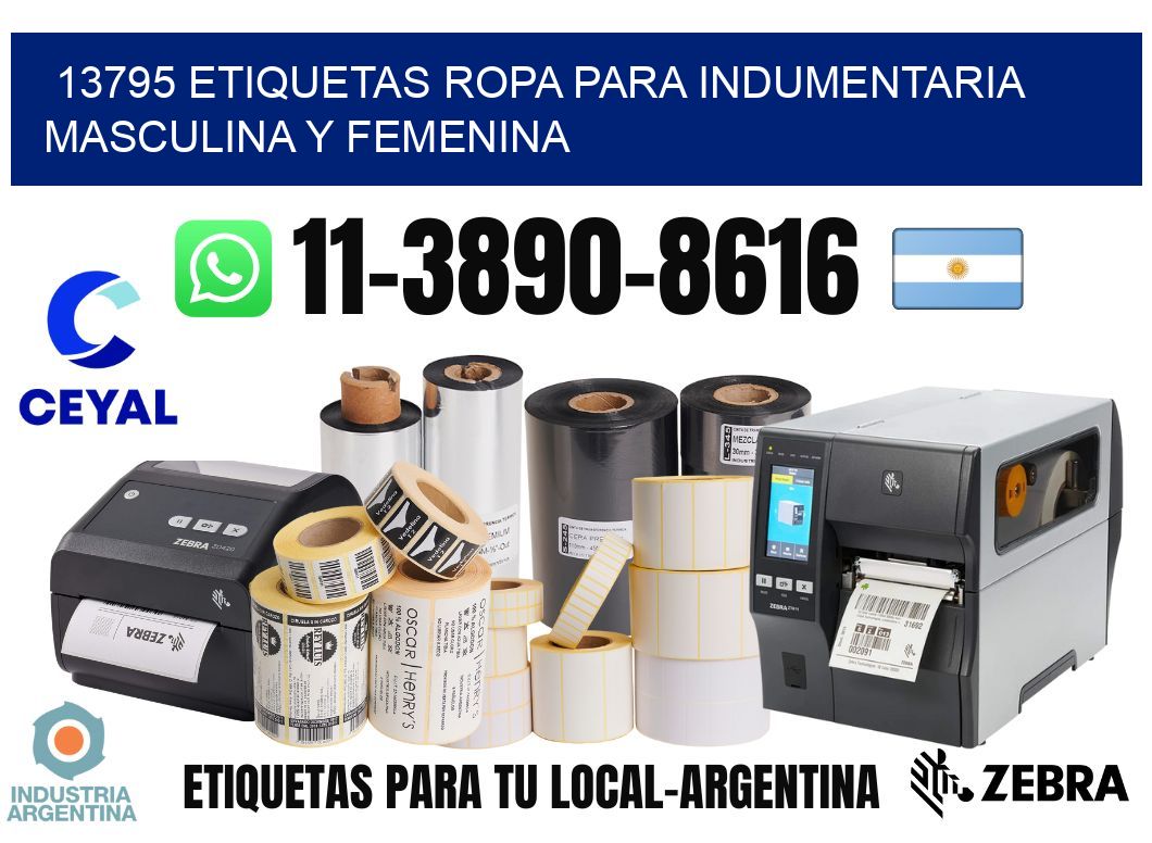 13795 Etiquetas ropa para indumentaria masculina y femenina