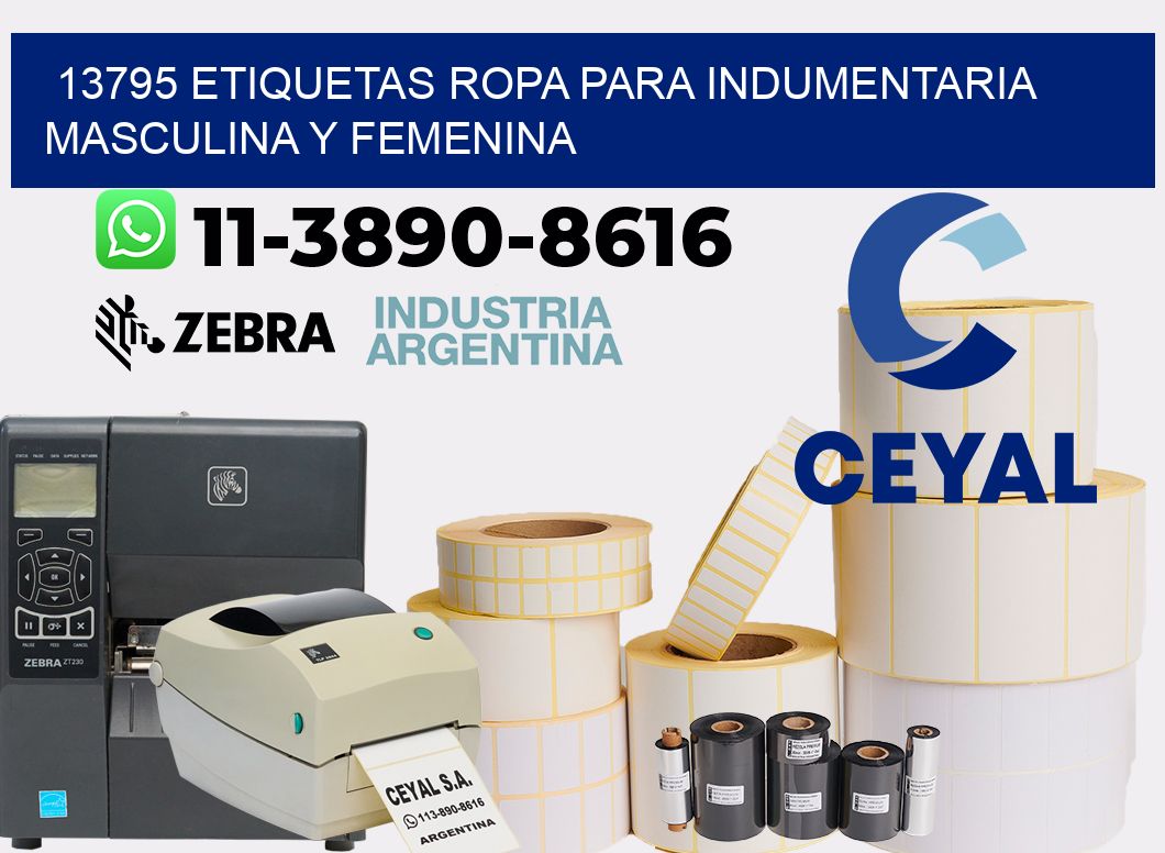 13795 Etiquetas ropa para indumentaria masculina y femenina