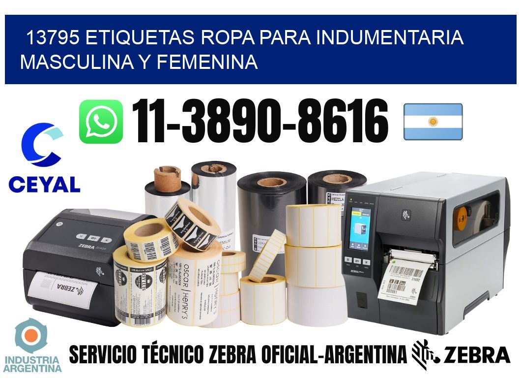 13795 Etiquetas ropa para indumentaria masculina y femenina