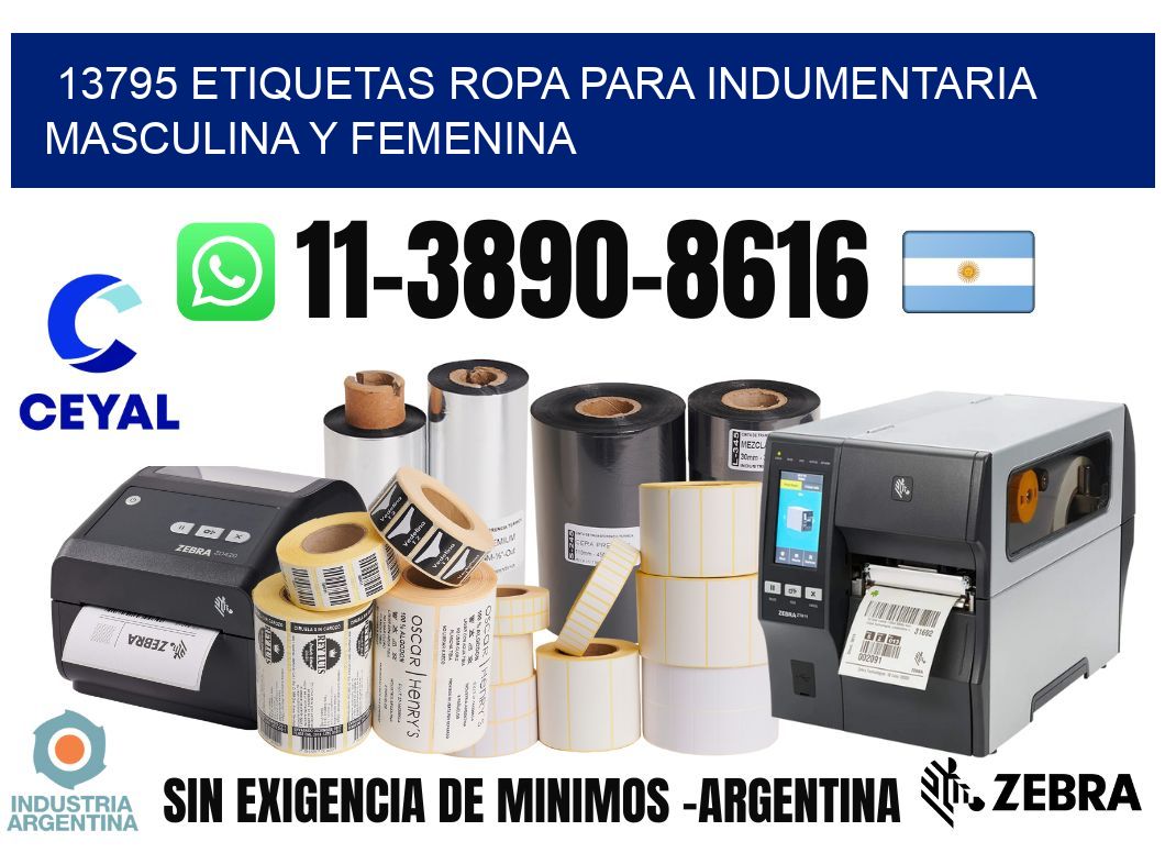 13795 Etiquetas ropa para indumentaria masculina y femenina