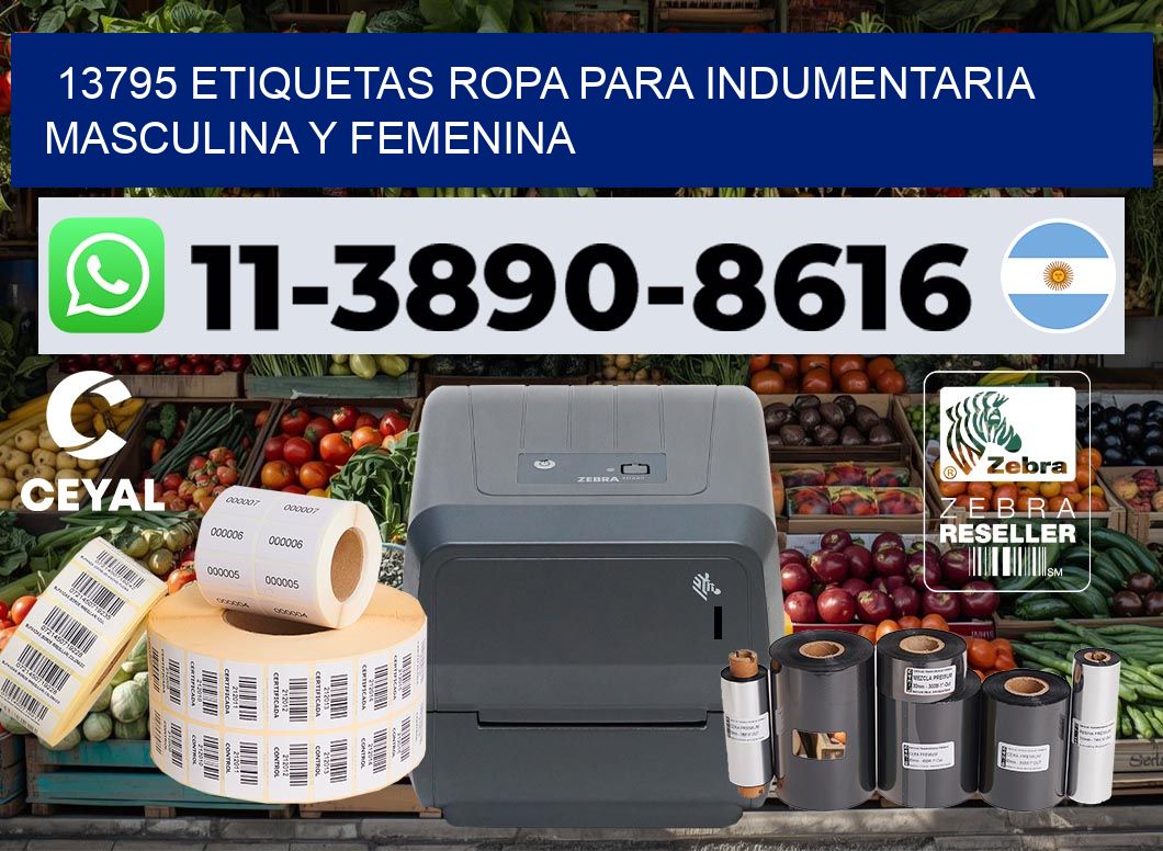 13795 Etiquetas ropa para indumentaria masculina y femenina