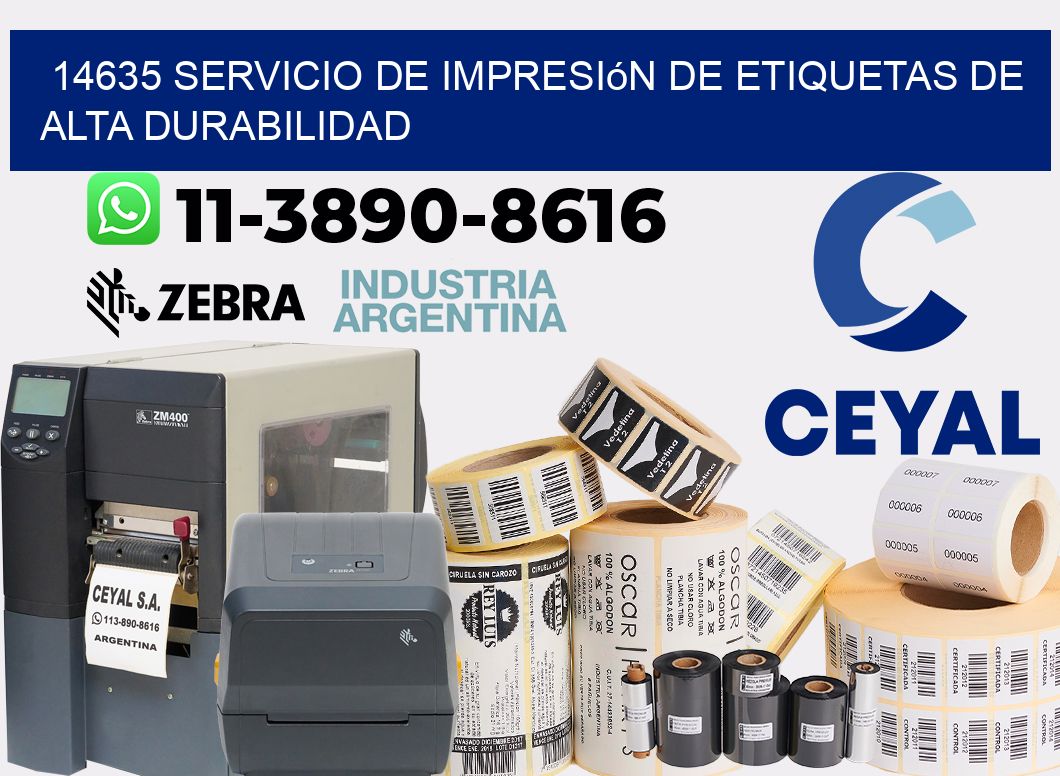 14635 Servicio de impresión de etiquetas de alta durabilidad