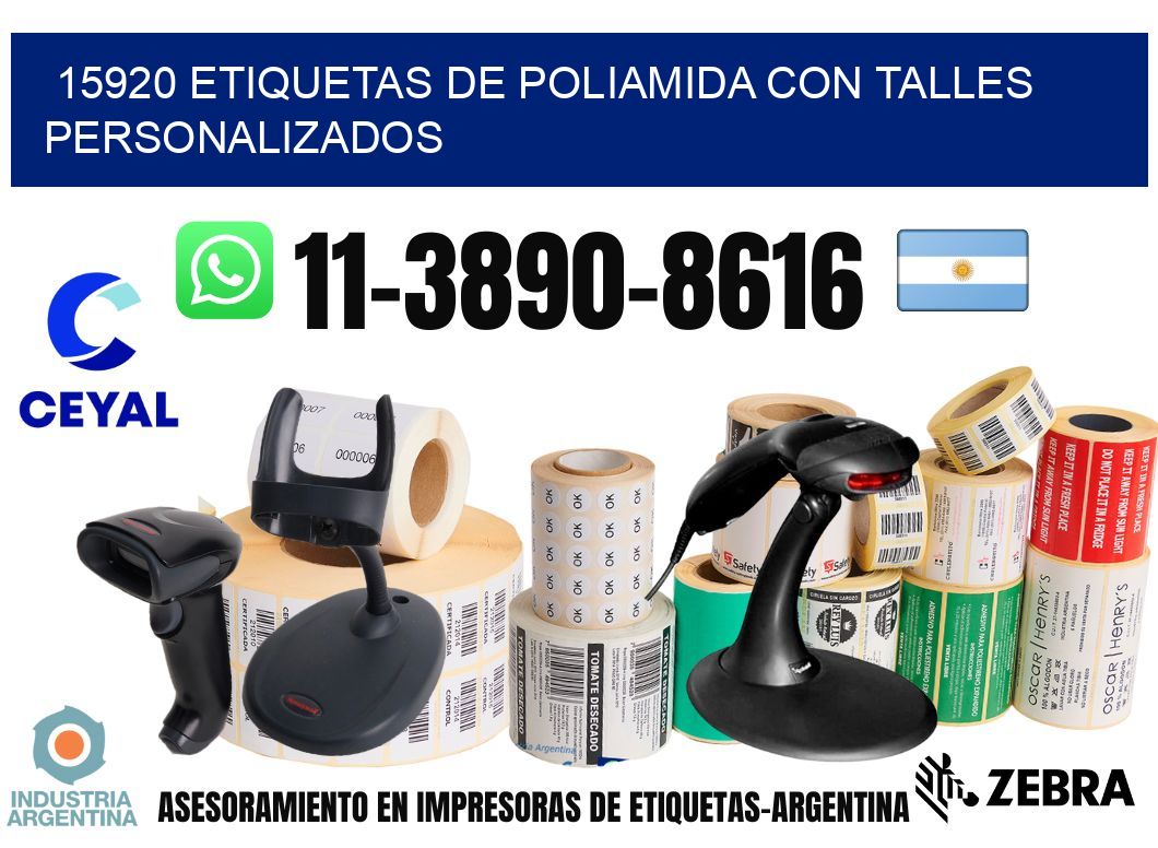 15920 Etiquetas de poliamida con talles personalizados