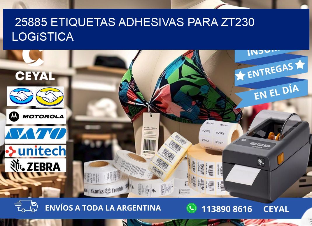 25885 etiquetas adhesivas para zt230 logística
