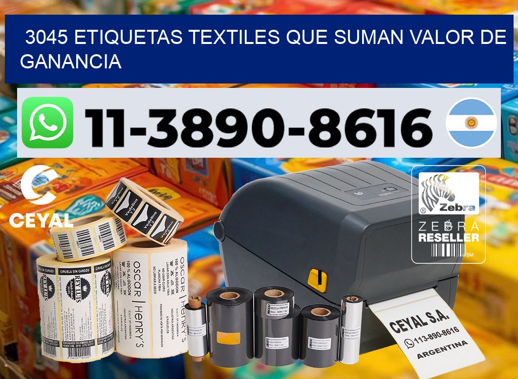3045 Etiquetas textiles que suman valor de ganancia