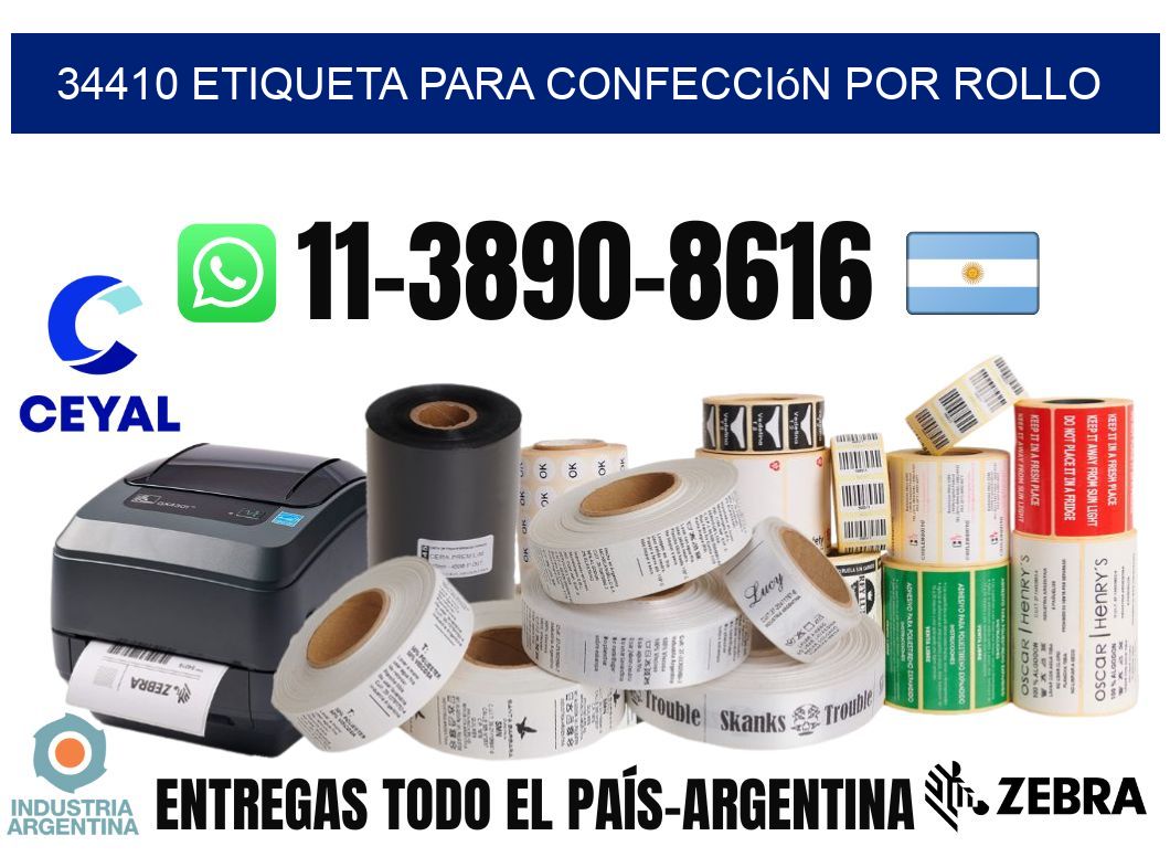 34410 etiqueta para confección por rollo