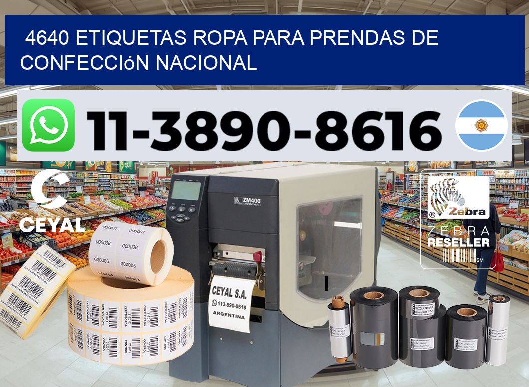 4640 Etiquetas ropa para prendas de confección nacional
