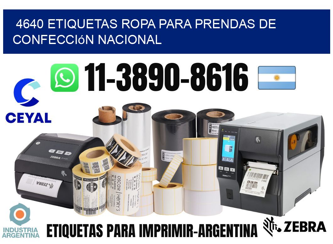 4640 Etiquetas ropa para prendas de confección nacional