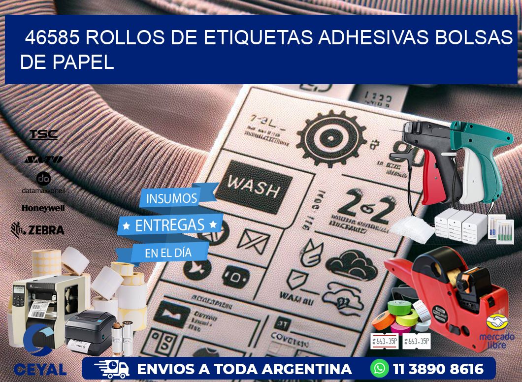 46585 rollos de etiquetas adhesivas bolsas de papel