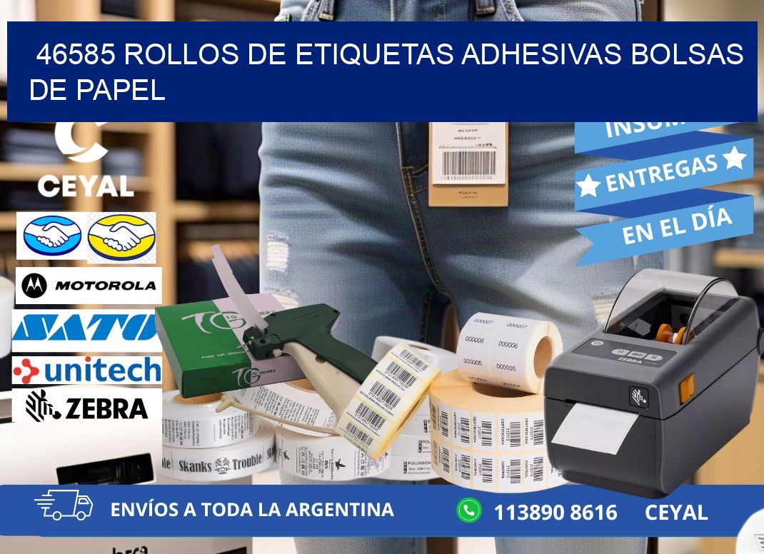 46585 rollos de etiquetas adhesivas bolsas de papel