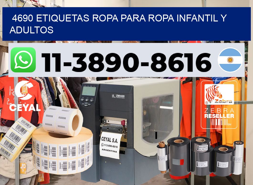 4690 Etiquetas ropa para ropa infantil y adultos