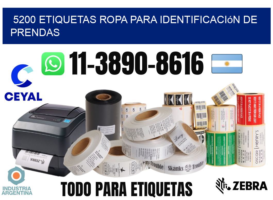5200 Etiquetas ropa para identificación de prendas