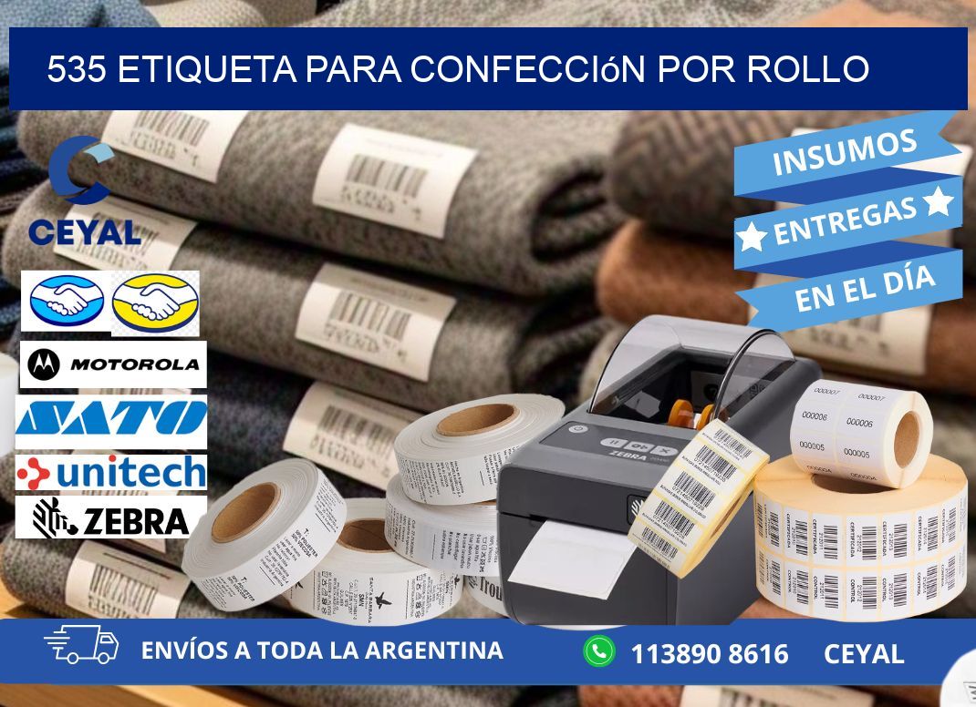 535 etiqueta para confección por rollo