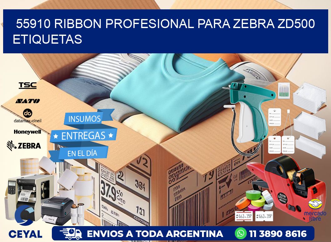 55910 ribbon profesional para zebra zd500 etiquetas