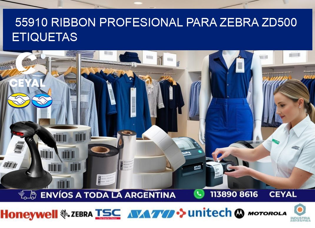 55910 ribbon profesional para zebra zd500 etiquetas