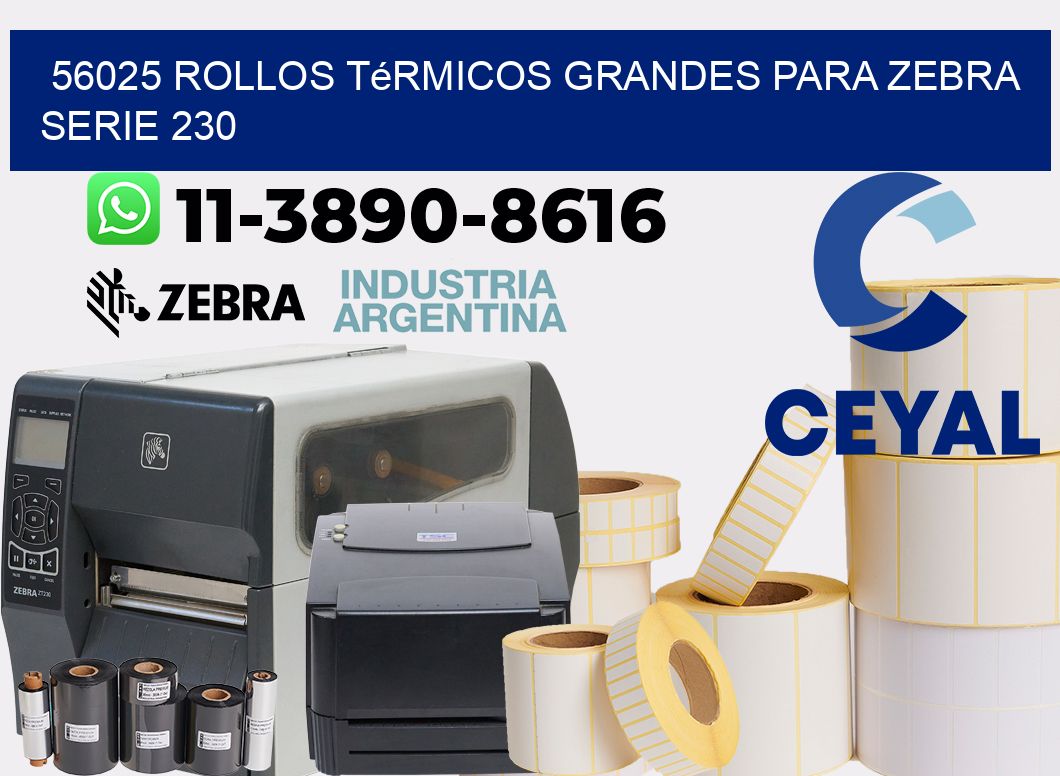 56025 rollos térmicos grandes para zebra serie 230