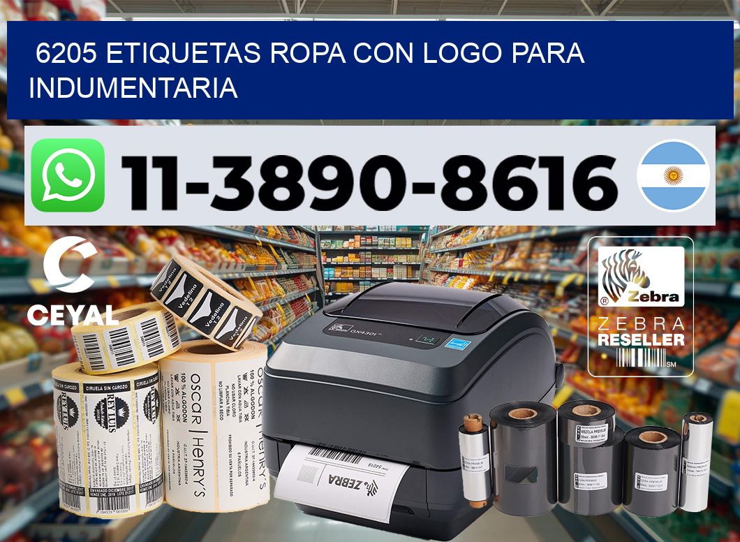 6205 Etiquetas ropa con logo para indumentaria