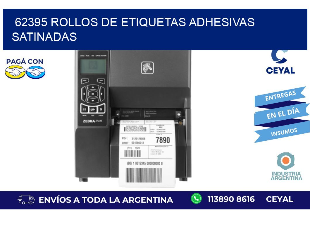 62395 rollos de etiquetas adhesivas satinadas
