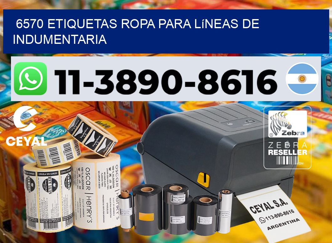 6570 Etiquetas ropa para líneas de indumentaria