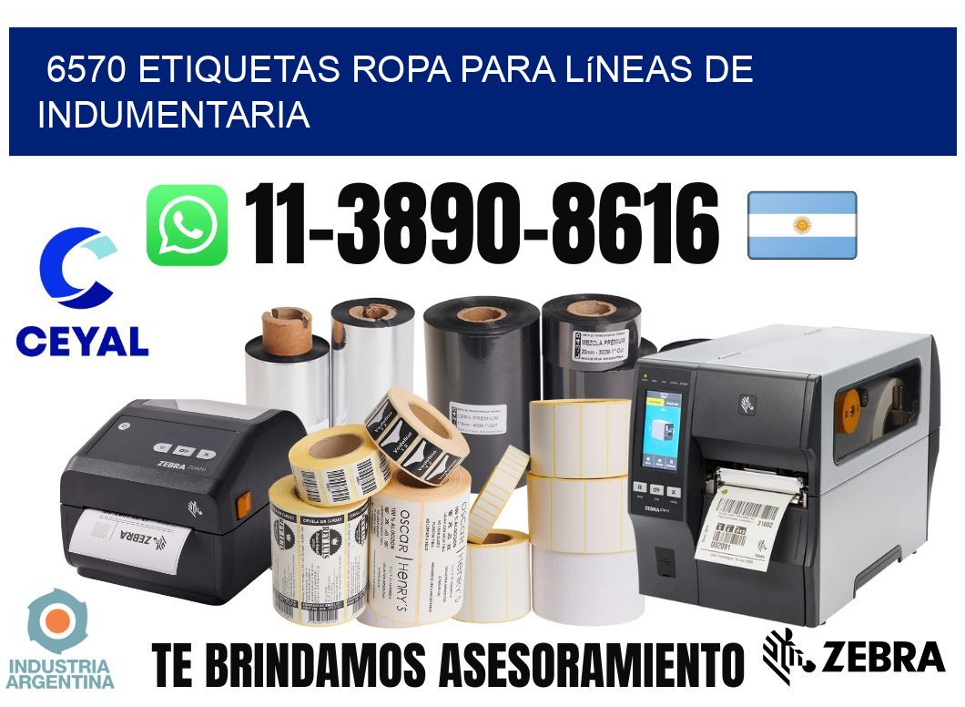 6570 Etiquetas ropa para líneas de indumentaria