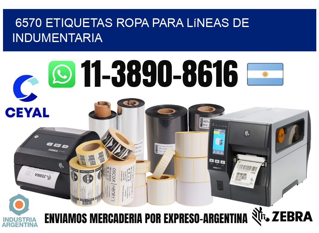 6570 Etiquetas ropa para líneas de indumentaria