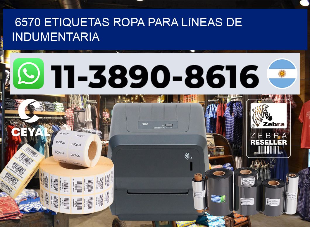 6570 Etiquetas ropa para líneas de indumentaria
