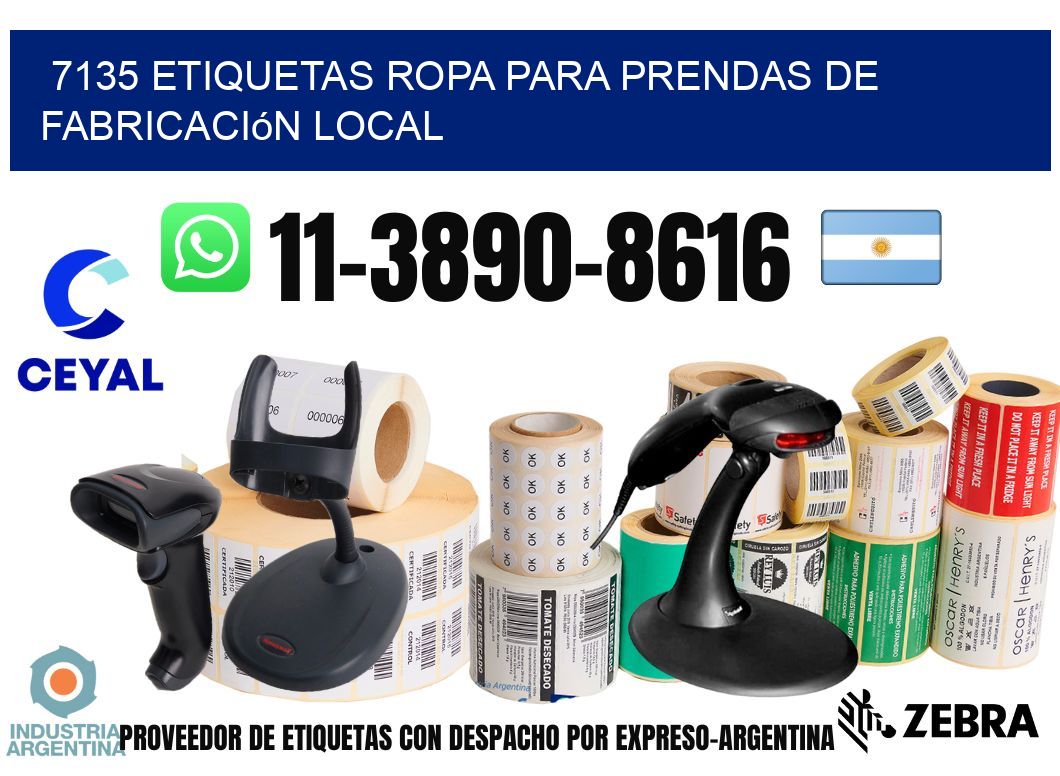 7135 Etiquetas ropa para prendas de fabricación local