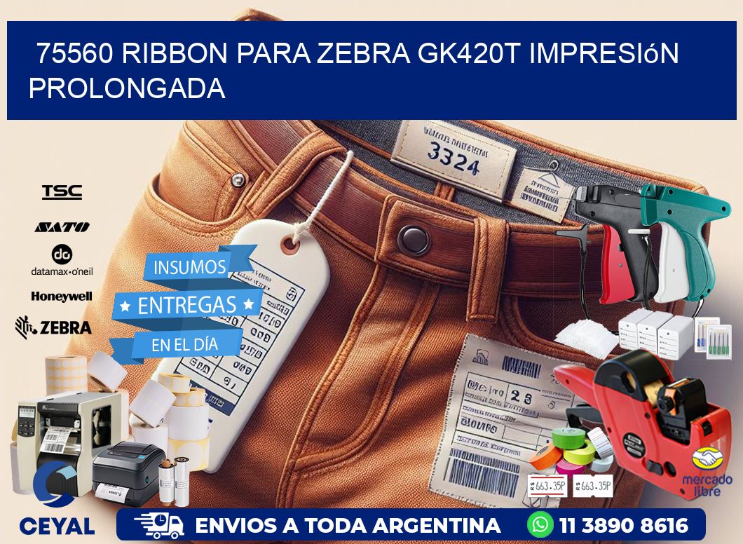 75560 ribbon para zebra gk420t impresión prolongada