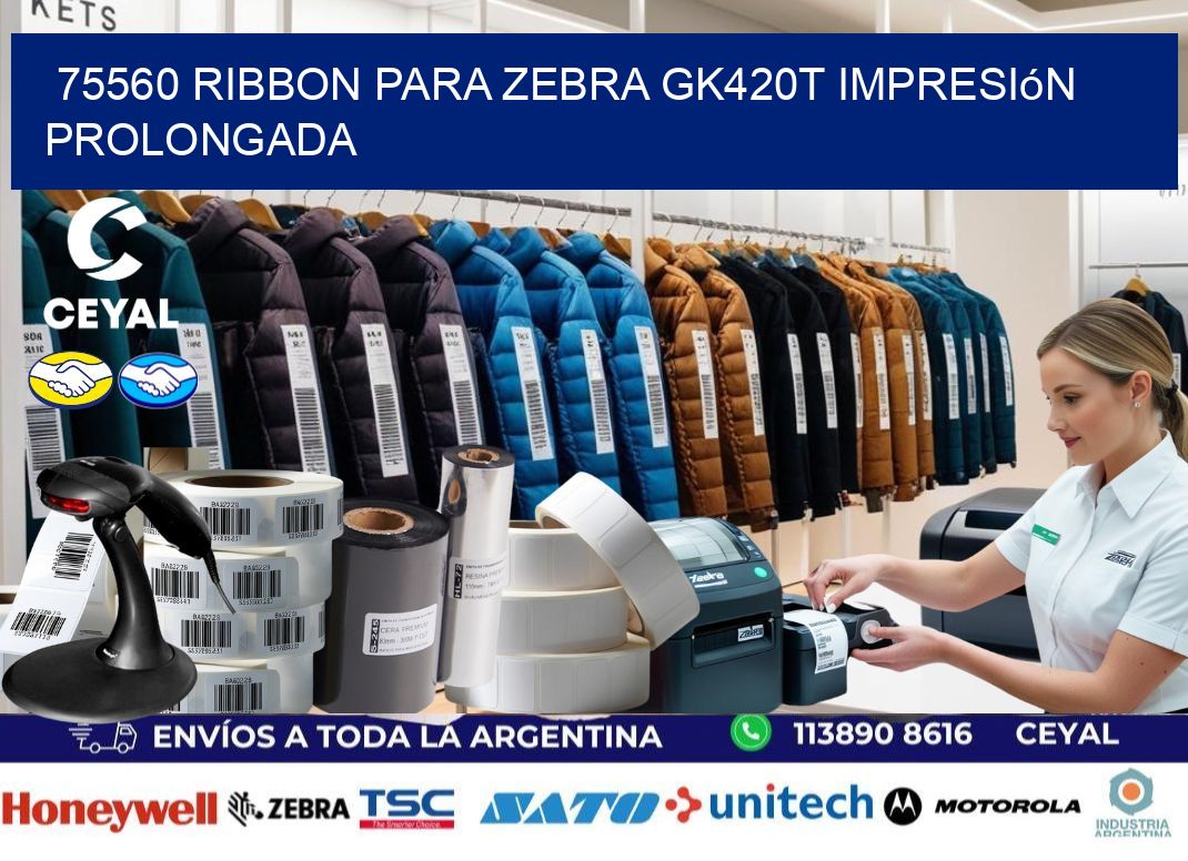 75560 ribbon para zebra gk420t impresión prolongada