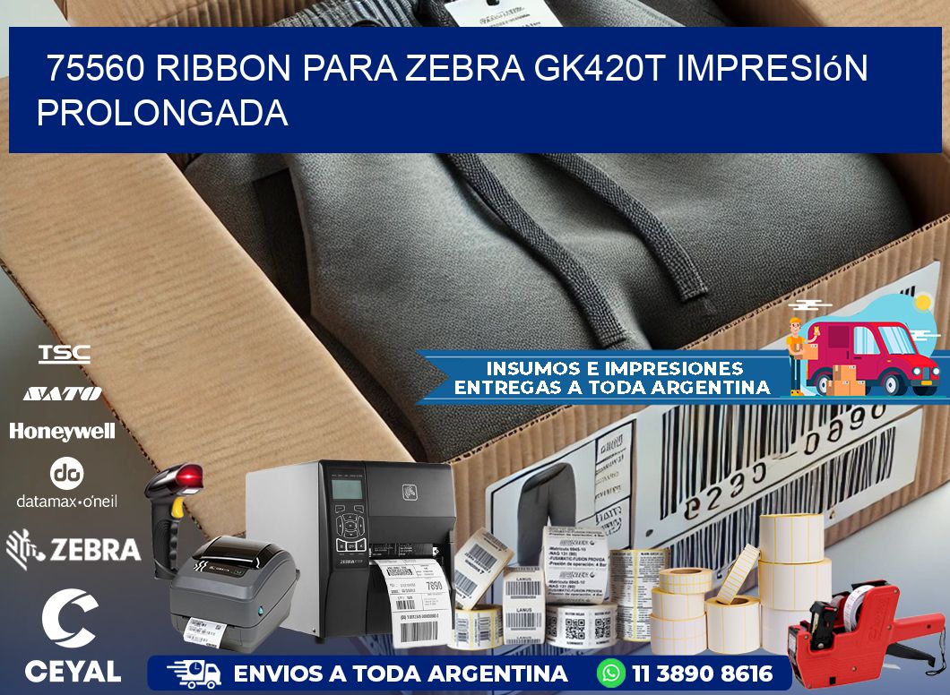 75560 ribbon para zebra gk420t impresión prolongada