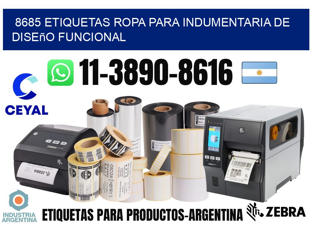 8685 Etiquetas ropa para indumentaria de diseño funcional