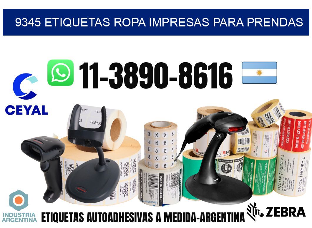 9345 Etiquetas ropa impresas para prendas