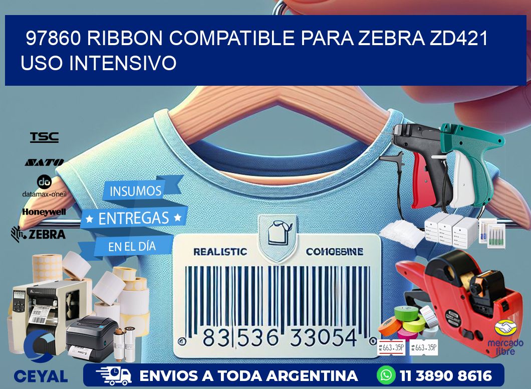 97860 ribbon compatible para zebra zd421 uso intensivo