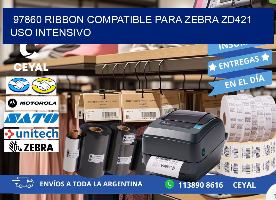 97860 ribbon compatible para zebra zd421 uso intensivo