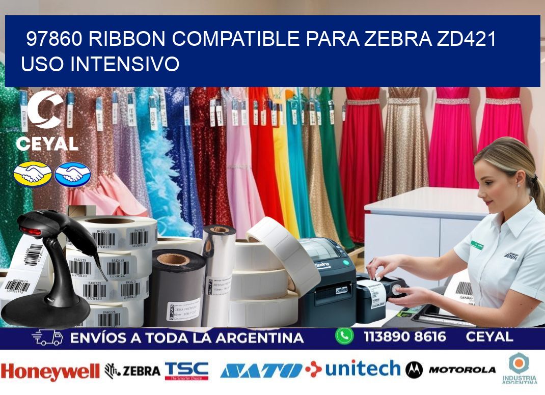 97860 ribbon compatible para zebra zd421 uso intensivo