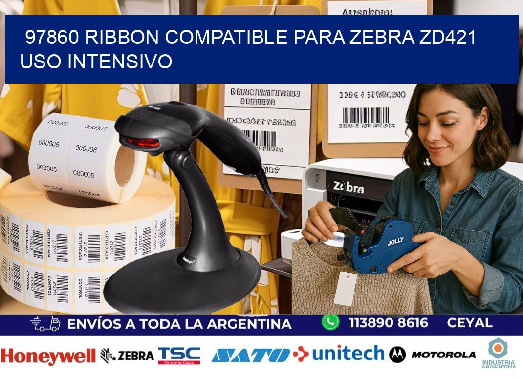 97860 ribbon compatible para zebra zd421 uso intensivo