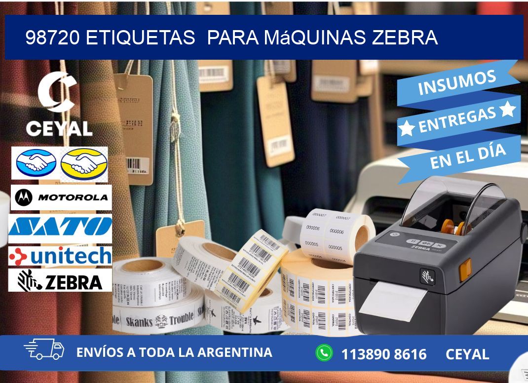 98720 etiquetas  para máquinas Zebra
