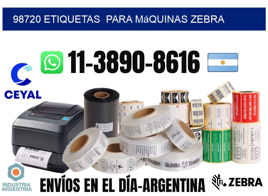 98720 etiquetas  para máquinas Zebra