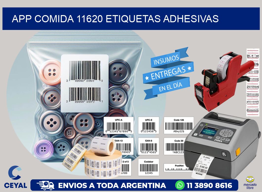 App comida 11620 etiquetas adhesivas